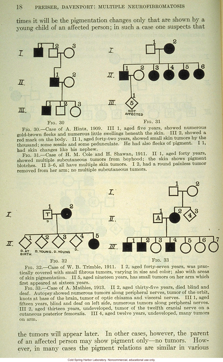 &quote;Multiple neurofibromatosis and its inheritance,&quote; by S. A. Preiser and C. B. Davenport, Eugenics Record Office