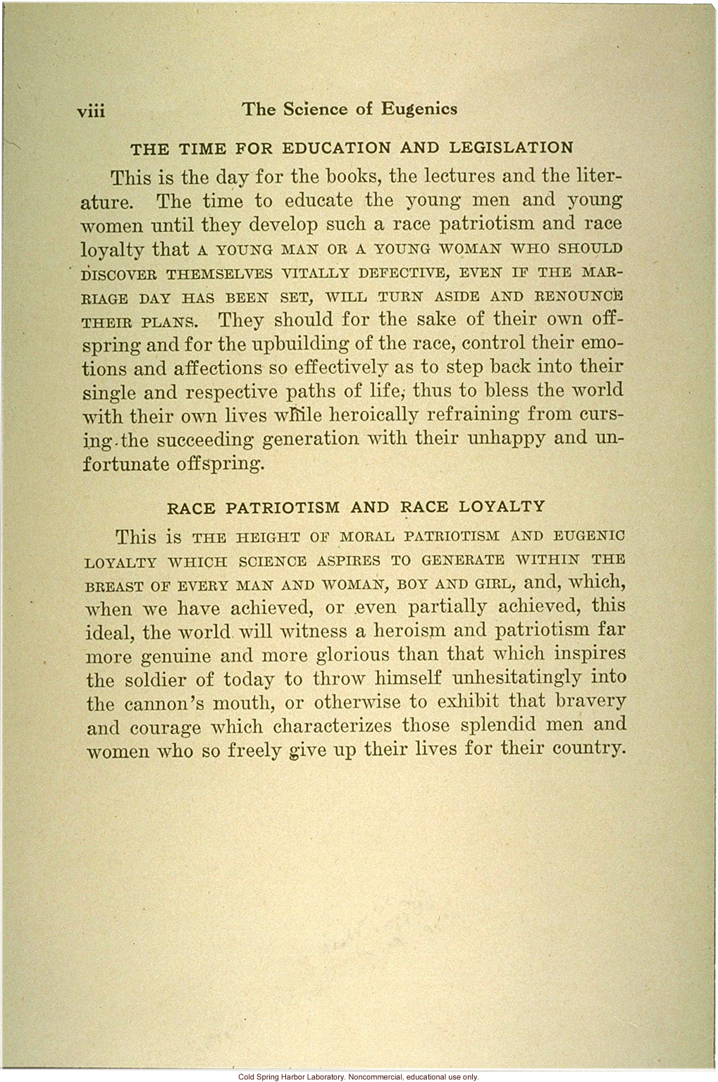 &quote;The science of eugenics and sex-life, love, marriage, maternity: the regeneration of the human race,&quote; by W.J. Hadden, C.H. Robinson, and M.R. Melendy