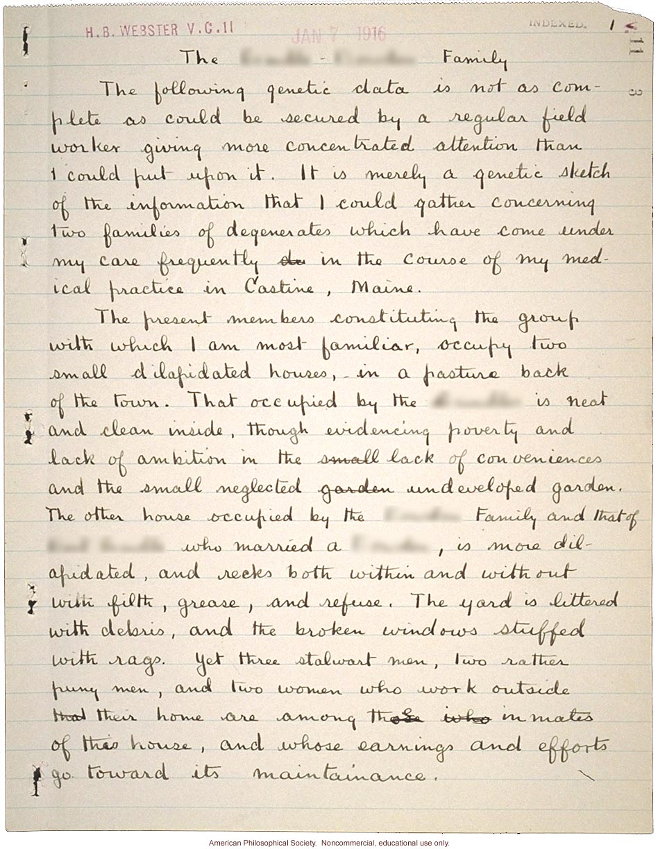 H.B. Webster letter to L.F. Barker, about two Maine families