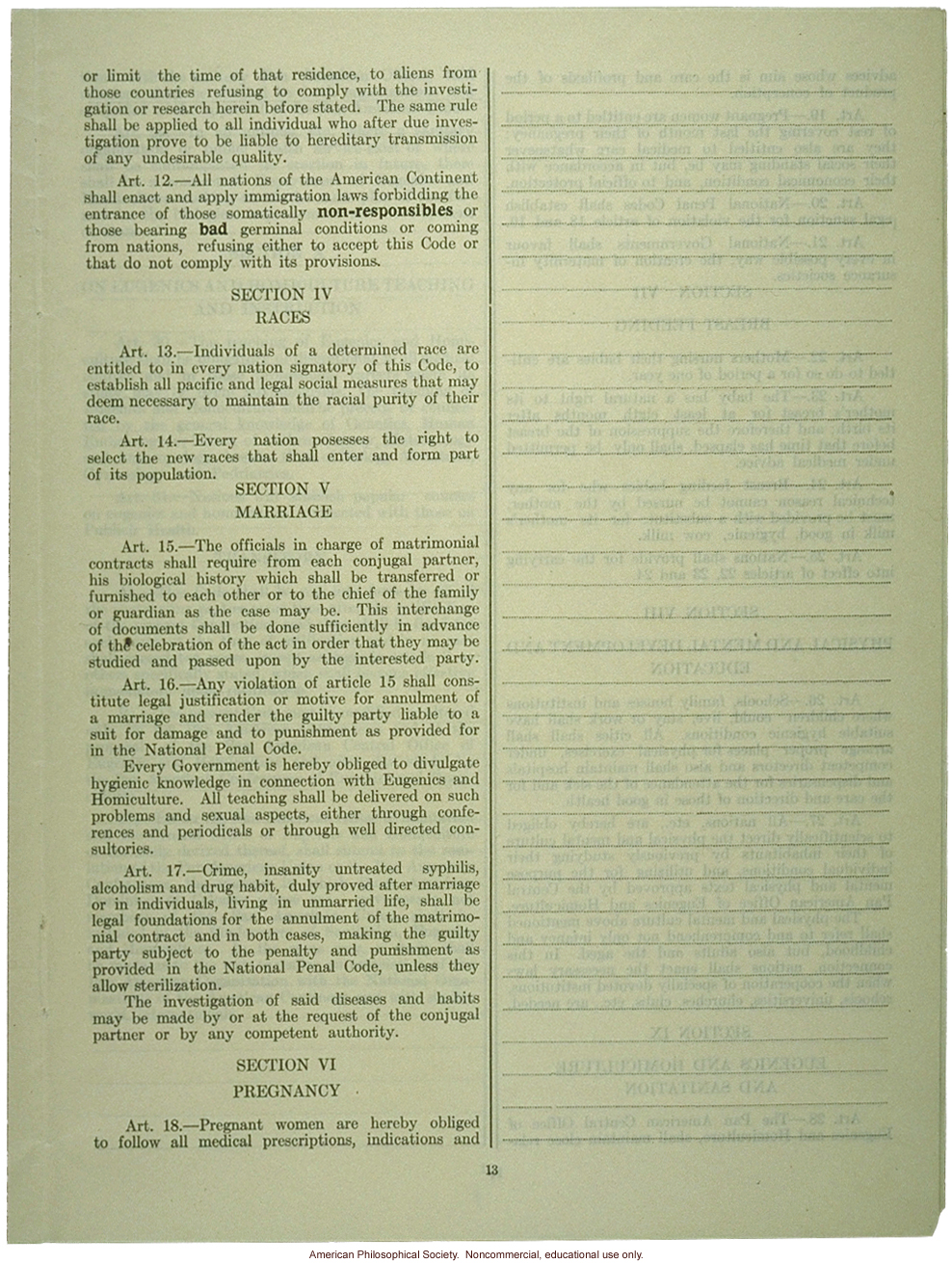 &quote;Project of panamerican code on eugenics and homiculture,&quote; proposed by the Cuban delegation