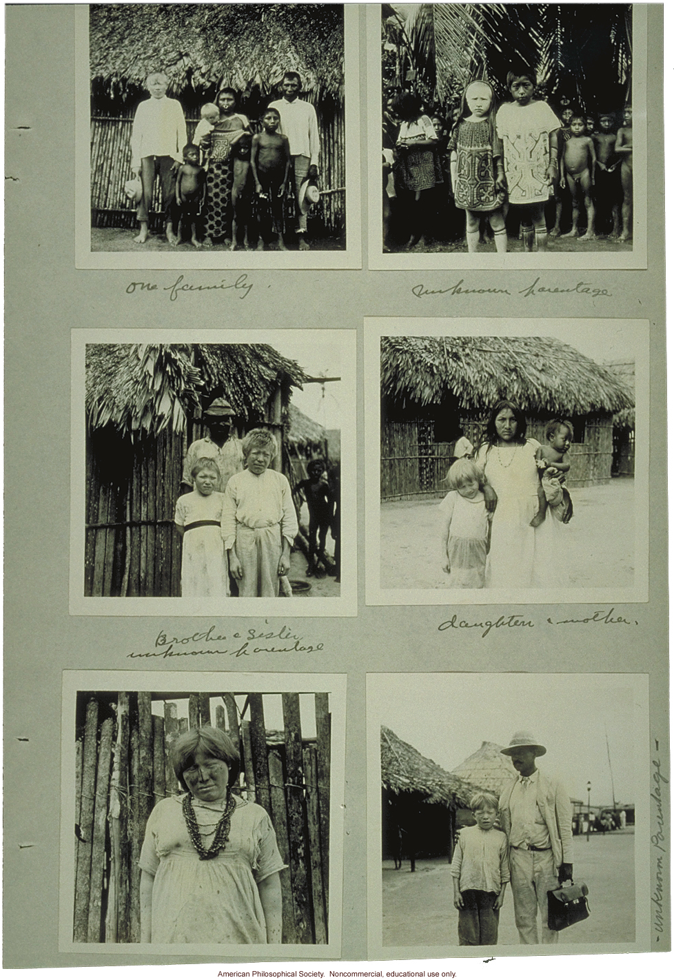 Photos of albino Indians of Panama, submitted by R.O. Marsh to the Eugenics Record Office