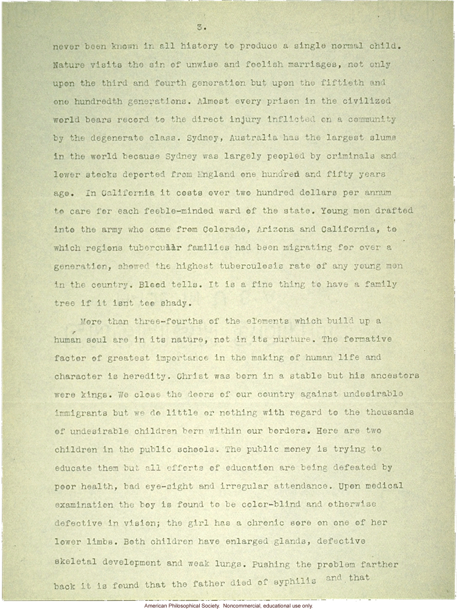 Sermon #2:  Eugenics, AES Sermon Contest 1926, #2