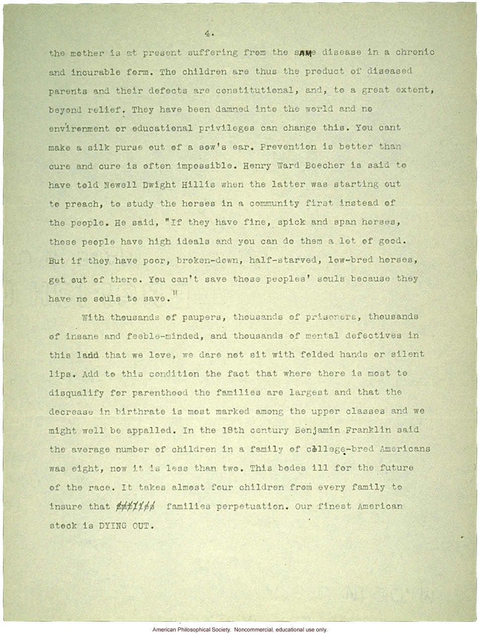 Sermon #2:  Eugenics, AES Sermon Contest 1926, #2