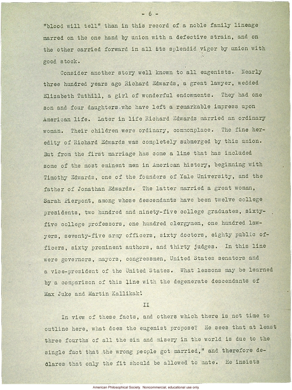 Sermon #36 exerpt: &quote;Eugenics,&quote; AES Sermon Contest 1926, #4