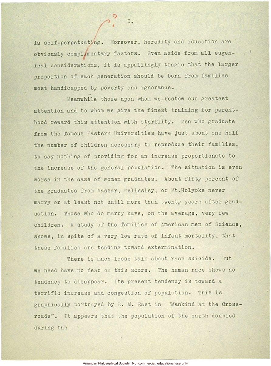 Sermon #42 exerpt:  &quote;Eugenics,&quote; AES Sermon Contest 1926, #5