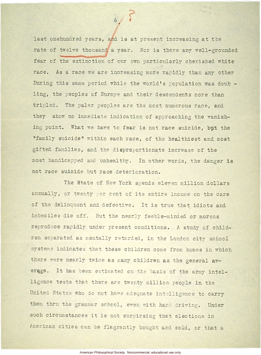 Sermon #42 exerpt:  &quote;Eugenics,&quote; AES Sermon Contest 1926, #5