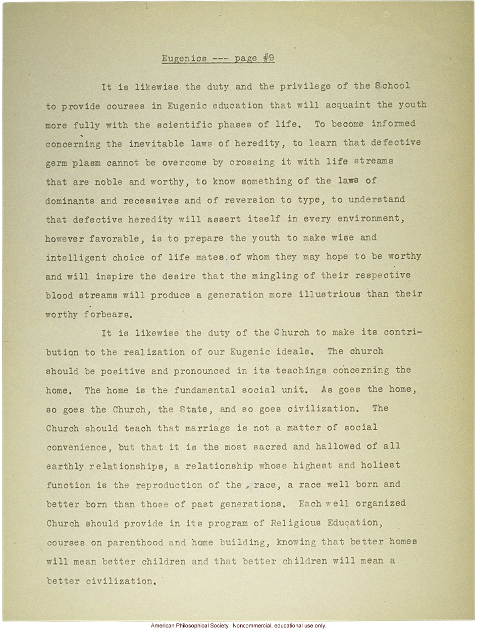 Sermon #56:  Religion and Eugenics AES Sermon Contest 1927, #6