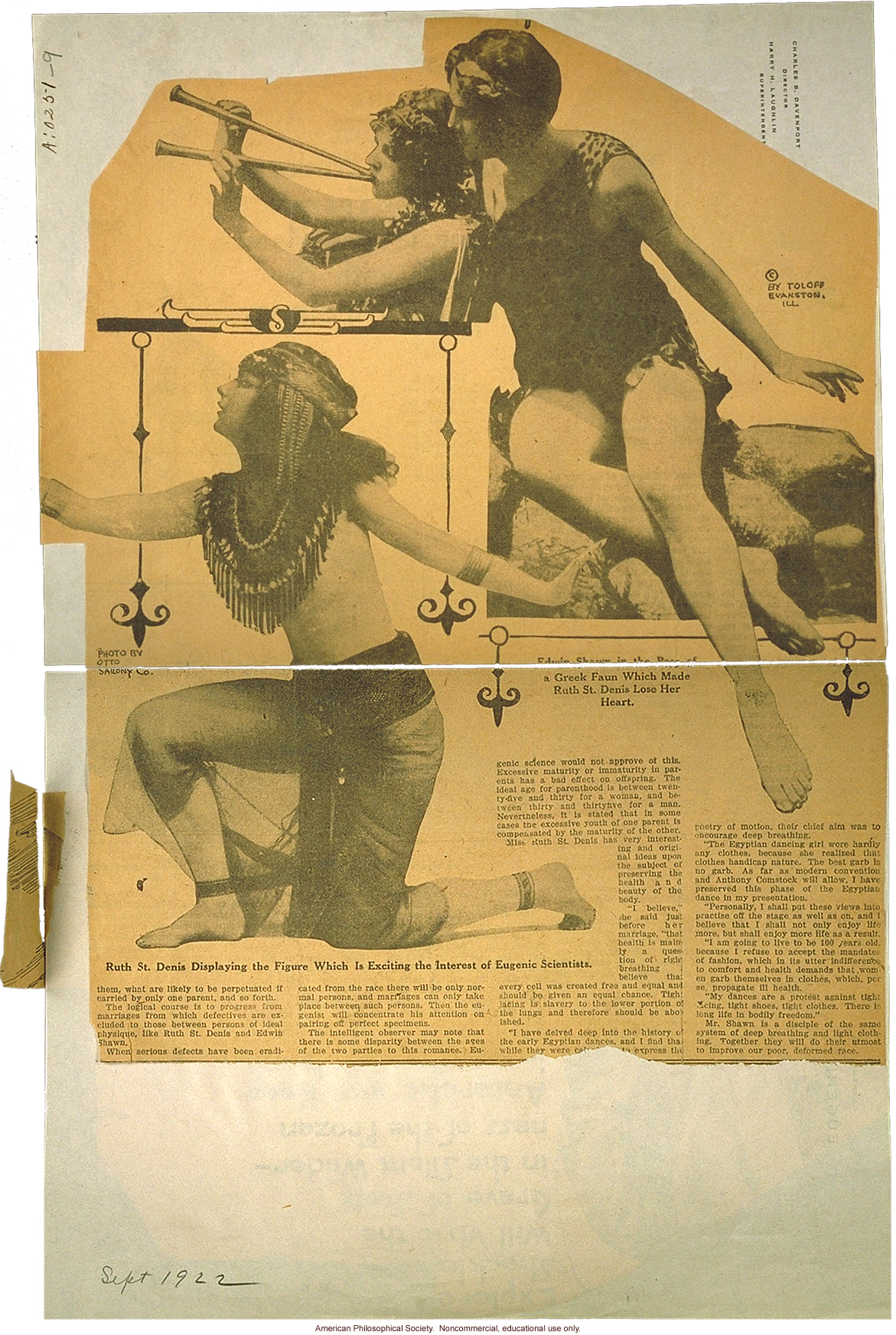 Marriage announcement of Ruth and Edwin Shawn, union &quote;may produce results of great value to the science of race betterment&quote;