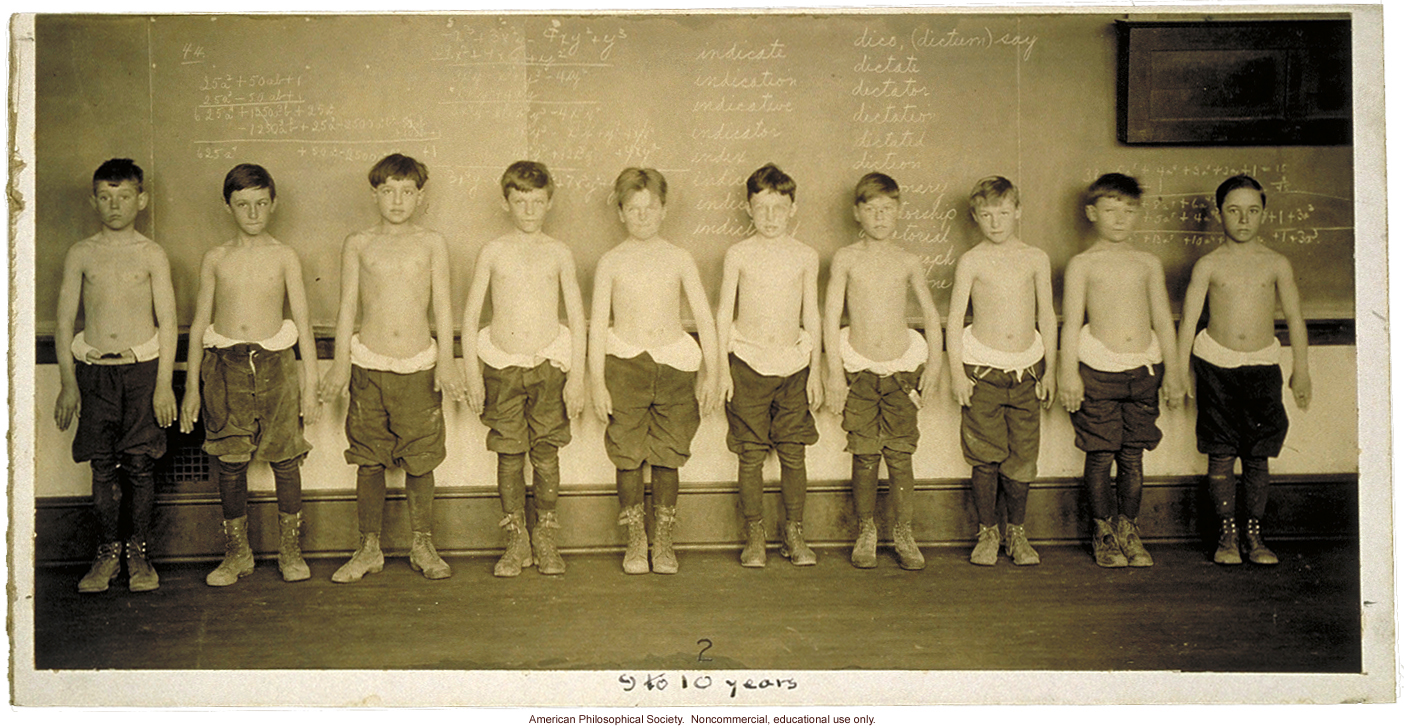 Baltimore anthropometric study, boys 9-10 years, body build