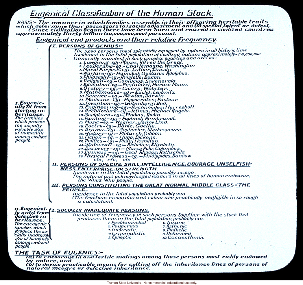 &quote;Eugenical classification of the human stock&quote;