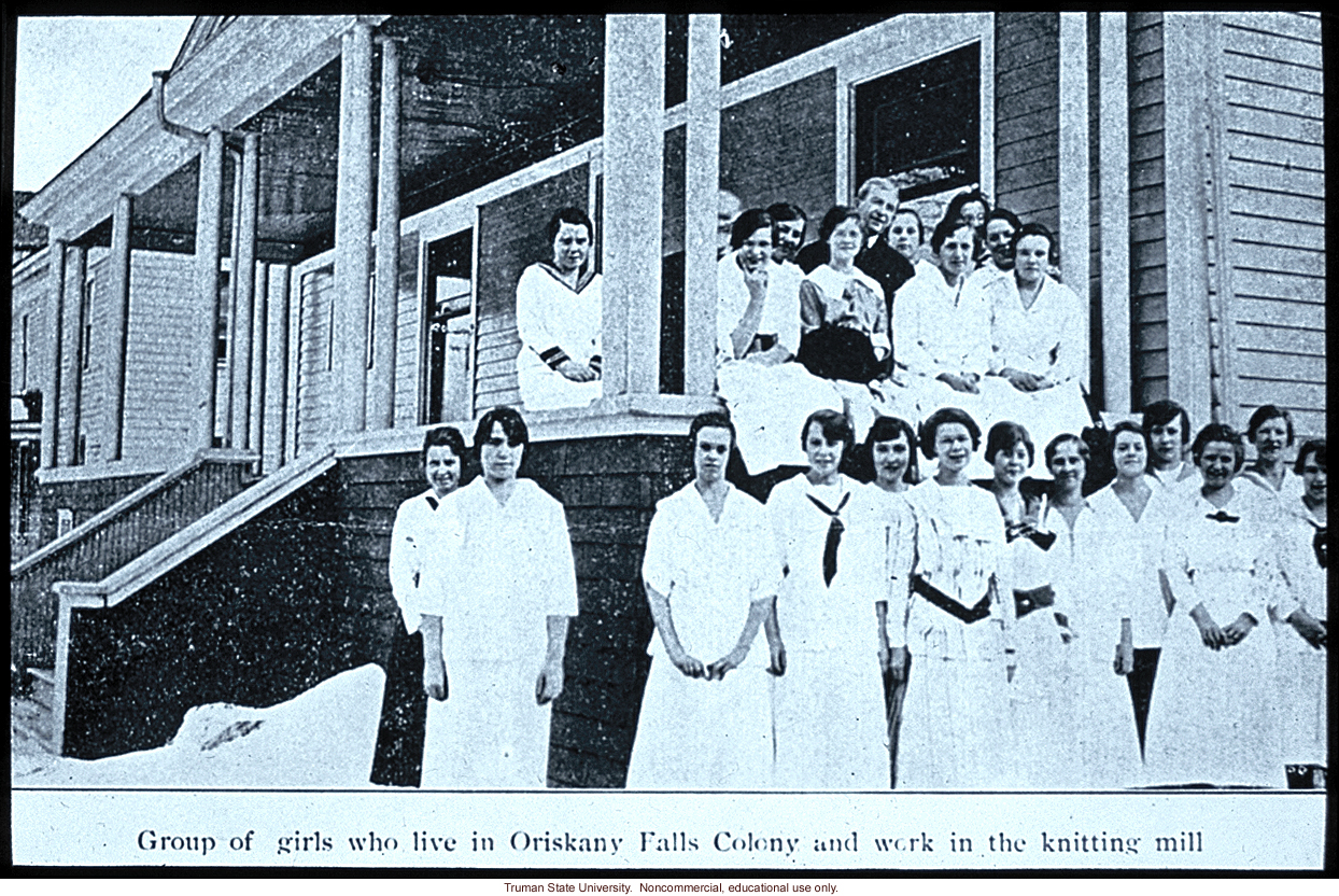 &quote;Group of girls who live in Oriskany Falls Colony and work in the knitting mill&quote;