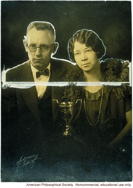 &quote;Best couple&quote; with trophy, Fitter Families Contest, Texas State Fair (1925)