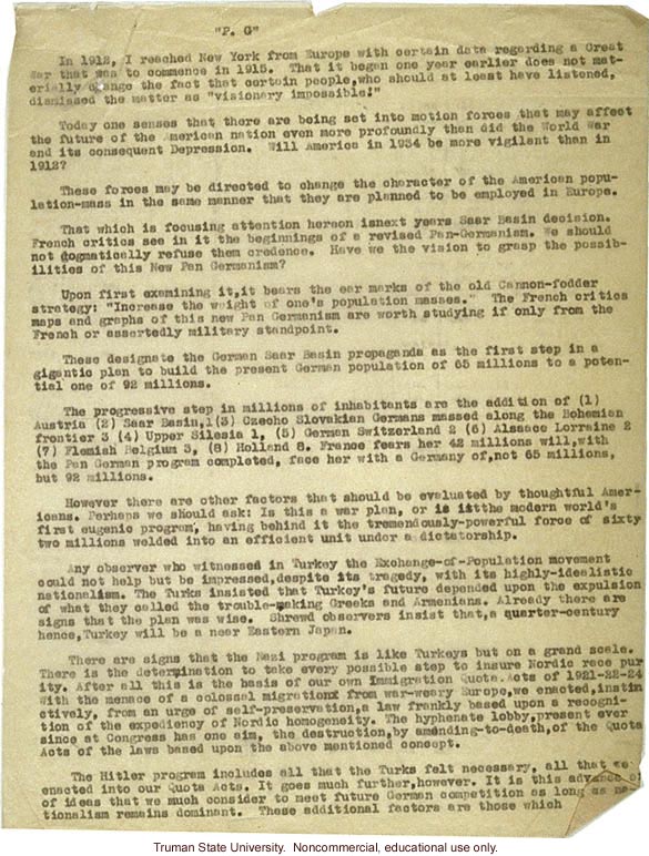 "e;P. G,"e; about German eugenics