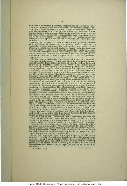 &quote;America for Americans: Radio address of Hon. Martin Dies of Texas,&quote; May 6, 1935, about deportation