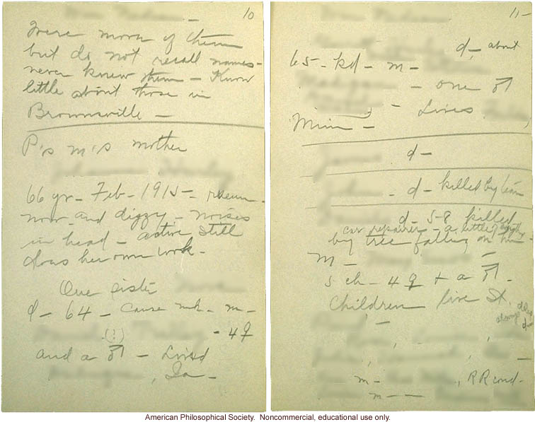 &quote;Data collected by Miss Devitt, May and Nov. 1915,&quote; Eugenics Records Office fieldworker