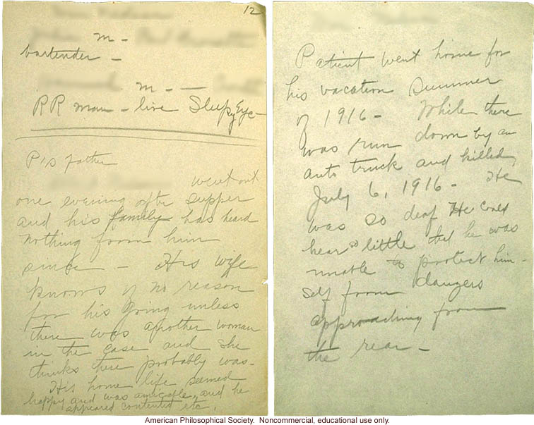 &quote;Data collected by Miss Devitt, May and Nov. 1915,&quote; Eugenics Records Office fieldworker