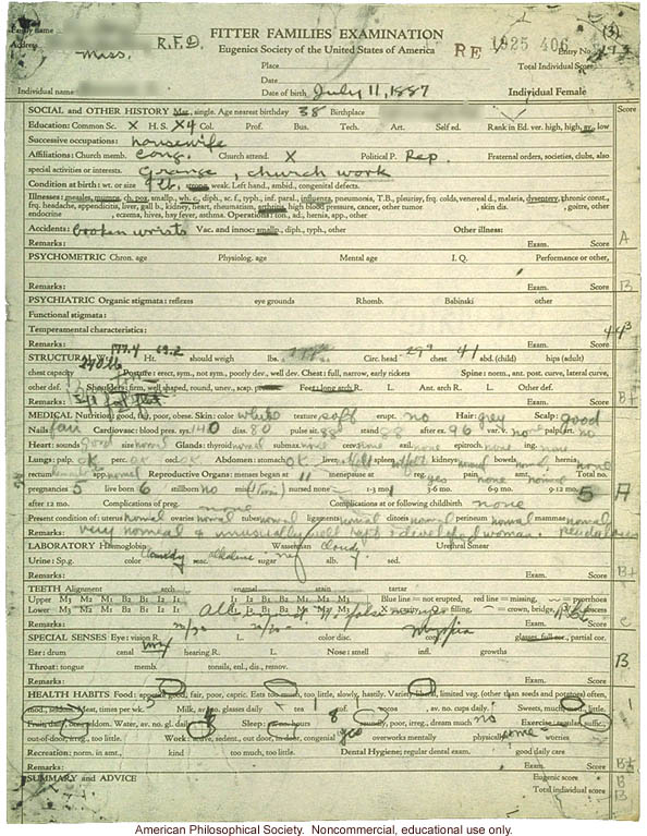 &quote;Large family&quote; winner, Fitter Families Contest, Eastern States Exposition, Springfield, MA (1925): Fitter families Examination