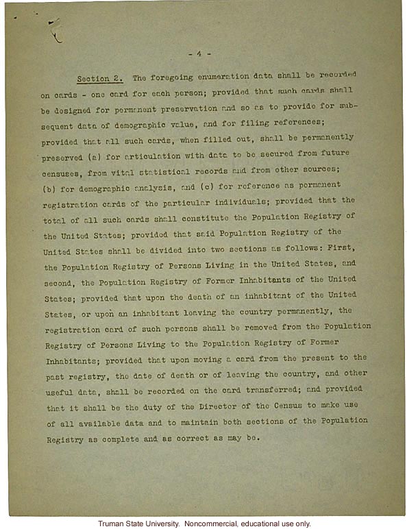 H. Laughlin document to Hon. L. Douglas, &quote;A needed amendment to Census Bill: 1929&quote;