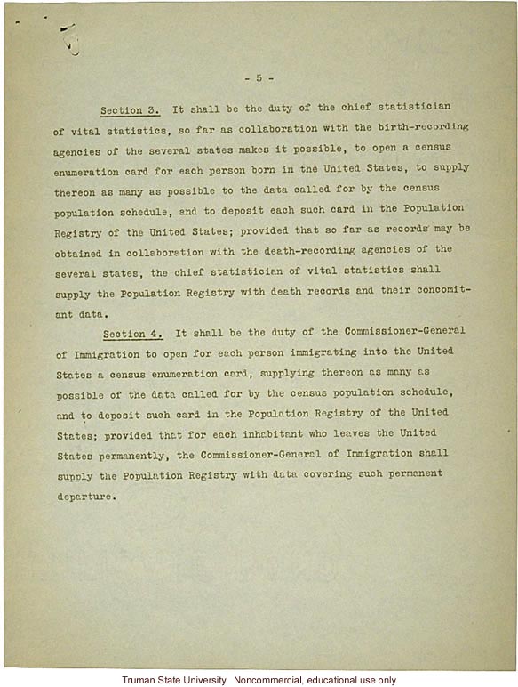 H. Laughlin document to Hon. L. Douglas, &quote;A needed amendment to Census Bill: 1929&quote;