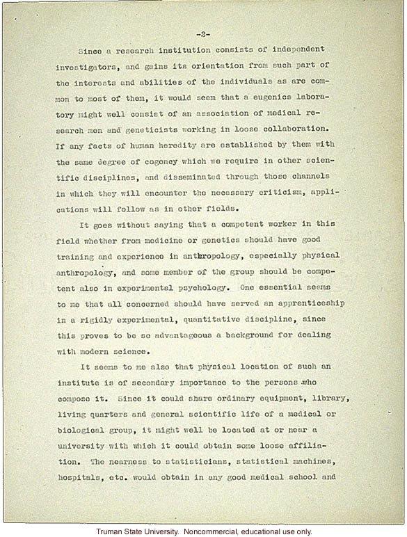 L.C. Dunn letter to President Merriam, about eugenics in the U. S. and in Germany