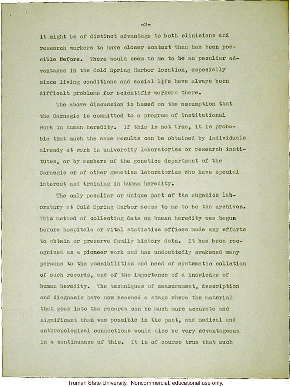 L.C. Dunn letter to President Merriam, about eugenics in the U. S. and in Germany