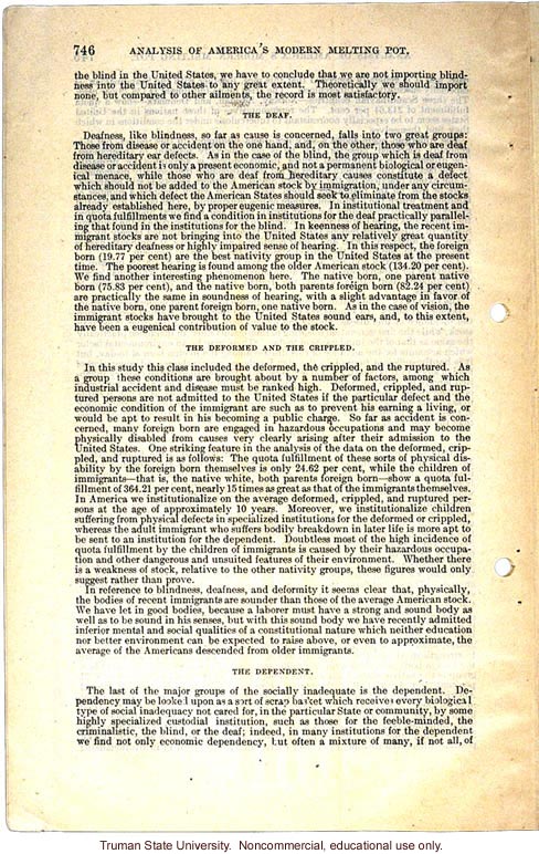 &quote;Analysis of America's Modern Melting Pot,&quote; Harry H. Laughlin testimony before the House Committee on Immigration and Naturalization