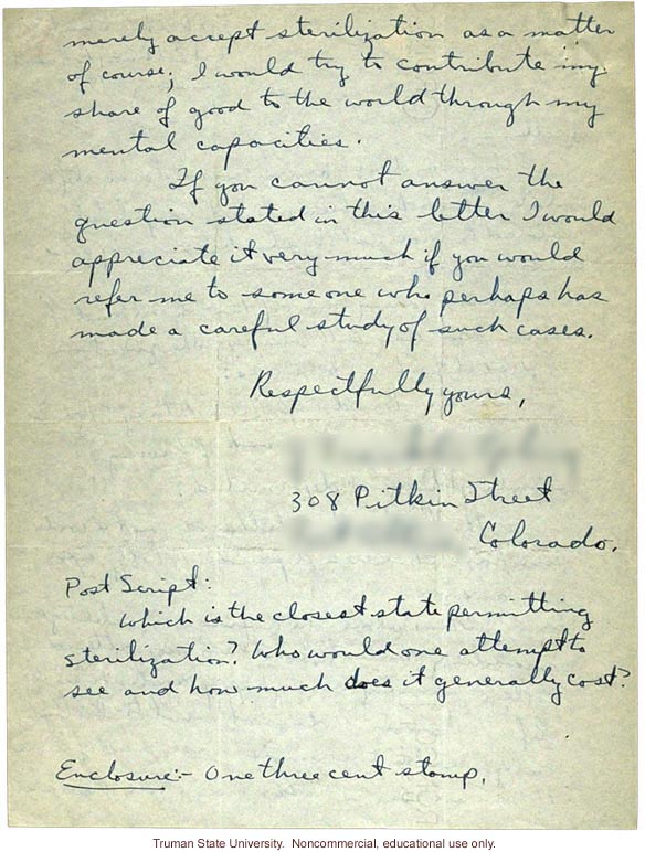 Letter asking about heredity of cleft lip and palate