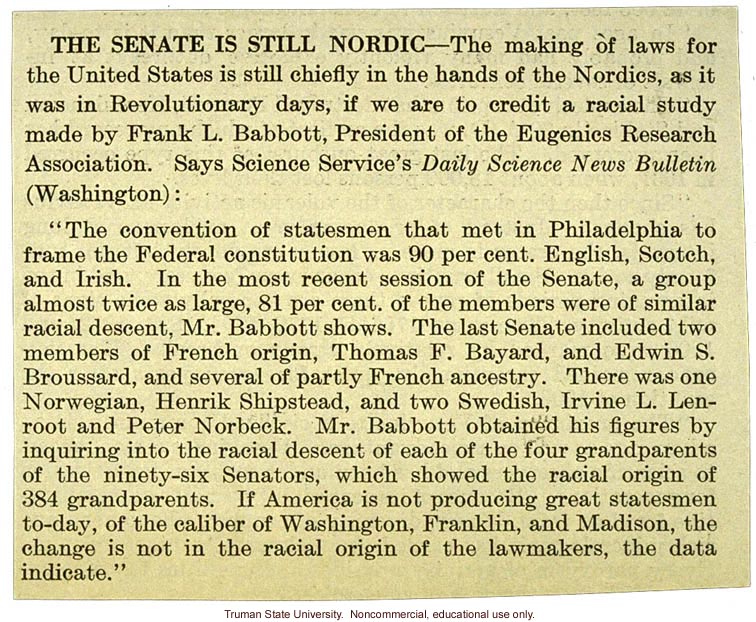 The Senate is still Nordic,&quote; about how the decision-makers in the Senate are still those of Nordic descent