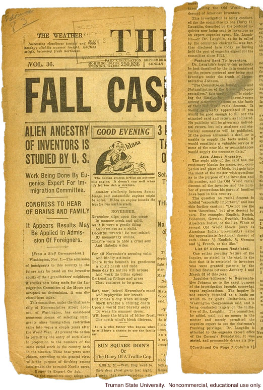 &quote;Alien ancestry of inventors is studied by U.S.&quote;