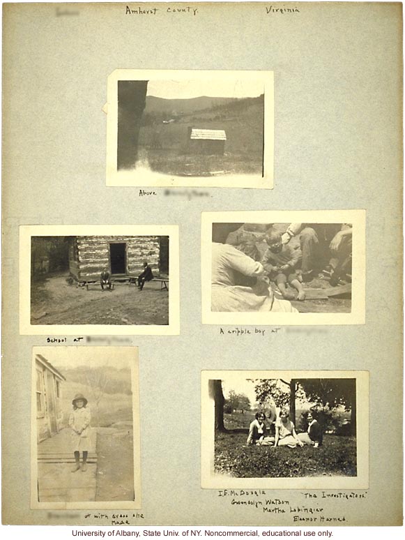 Field work for <i>Mongrel Virginians</i> in Amherst County, Virginia, Arthur Estabrook's scrapbook