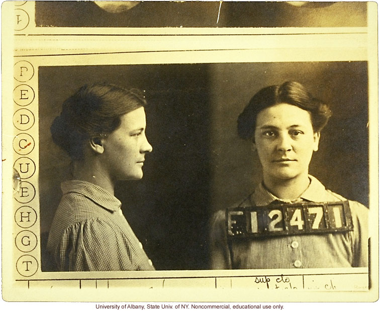 Prison mug shot of VII20 and corresponding entry in Estabrook's typescript &quote;The Jukes Data&quote; (photo laid in Estabrook's copy of R. Dugdale's The Jukes)