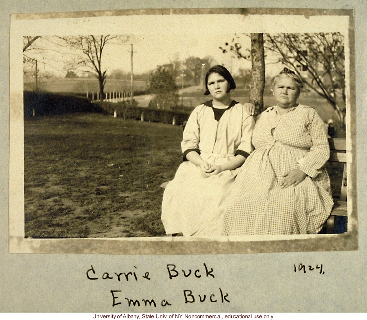Carrie and Emma Buck at the Virginia Colony for Epileptics and Feebleminded, taken by A.H. Estabrook the day before the Buck v. Bell trial in Virginia