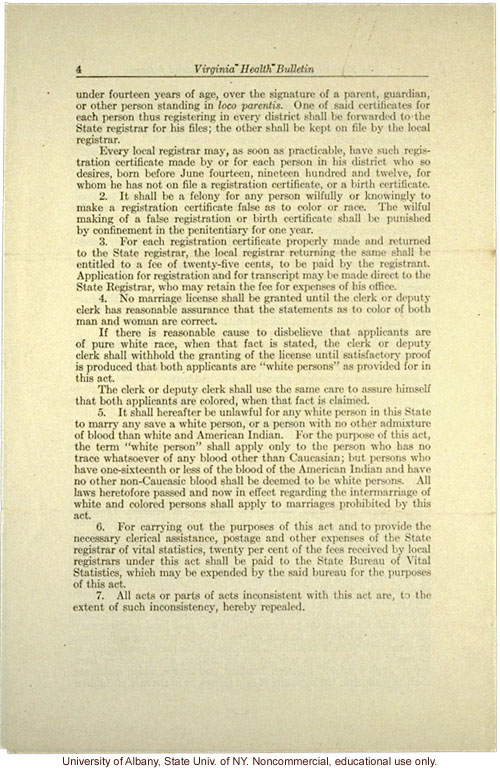 &quote;The New Virginia Law to Preserve Racial Integrity,&quote; by W. A. Plecker, Virginia Health Bulletin (vol. 16:2)