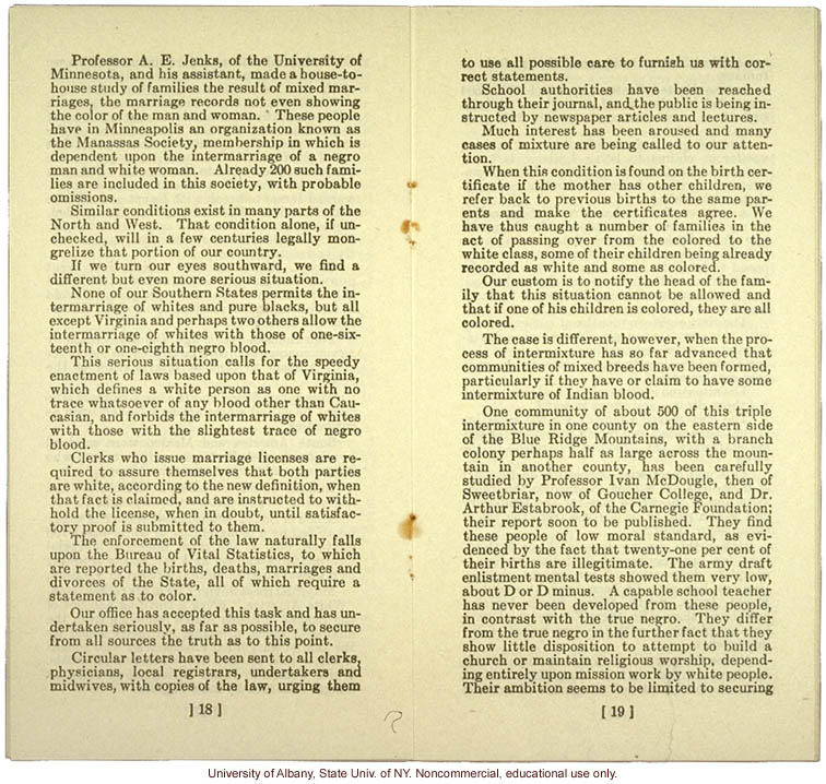 &quote;The New Family and Race Improvement,&quote; by W.A. Plecker, Virginia Health Bulletin (vol.17:12)