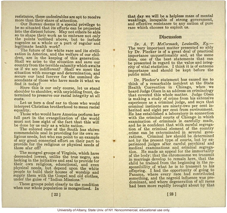 &quote;The New Family and Race Improvement,&quote; by W.A. Plecker, Virginia Health Bulletin (vol.17:12)