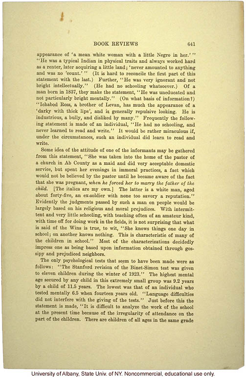 Critcal review of <i>Mongrel Virginians</i>, by Abraham Myerson, Mental Hygiene