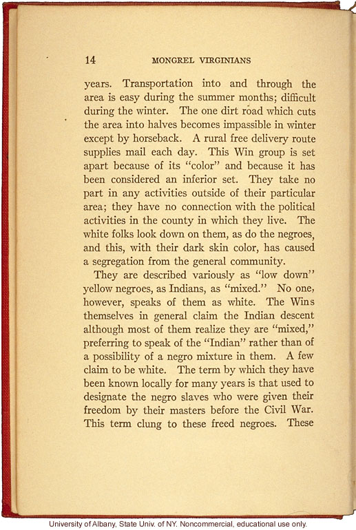 <i>Mongrel Virginians: The Win Tribe</i>, by A.H. Estabrook and I.E. McDougle, introduction of Estabrook's copy with added keys to pseudonyms