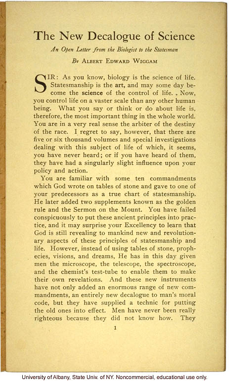 &quote;The New Decalogue of Science,&quote; by Albert Edward Wiggam