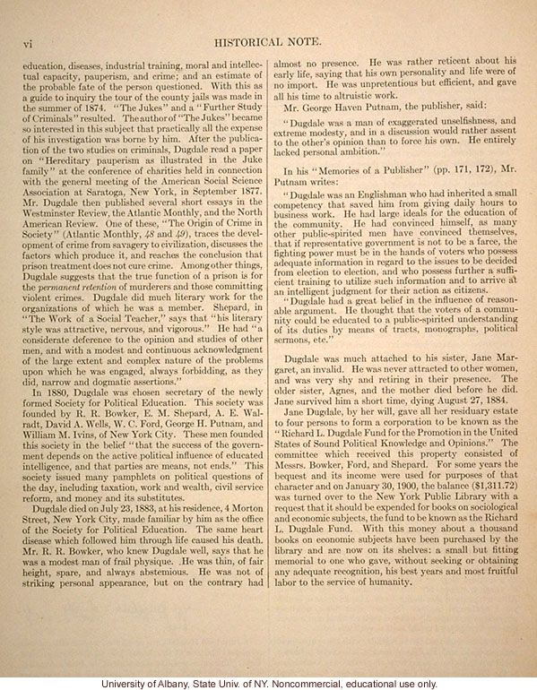 <i>The Jukes in 1915</i>, by Arthur H. Estabrook, selected pages