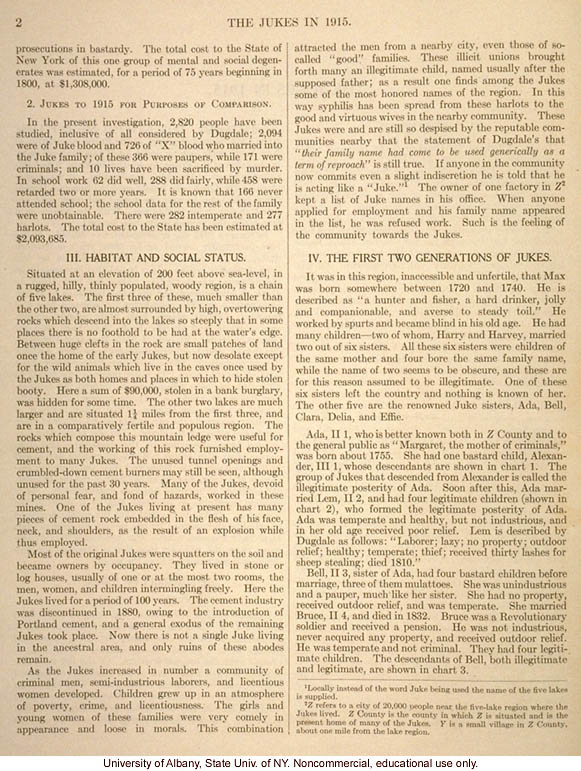 <i>The Jukes in 1915</i>, by Arthur H. Estabrook, selected pages