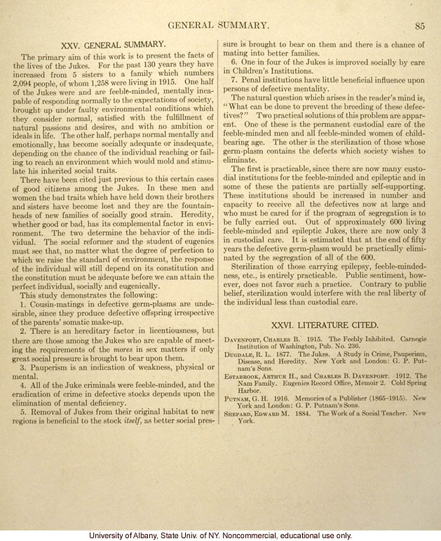 <i>The Jukes in 1915</i>, by Arthur H. Estabrook, selected pages