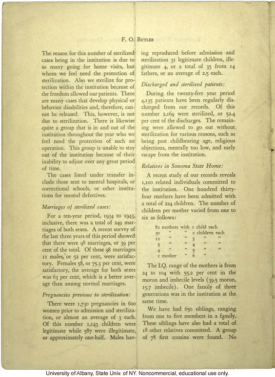 &quote;A Quarter of a Century's Experience in Sterilization of Mental Defectives in California,&quote; by F.O. Butler, Amer. Journ. Mental Deficiency (vol 49:4)