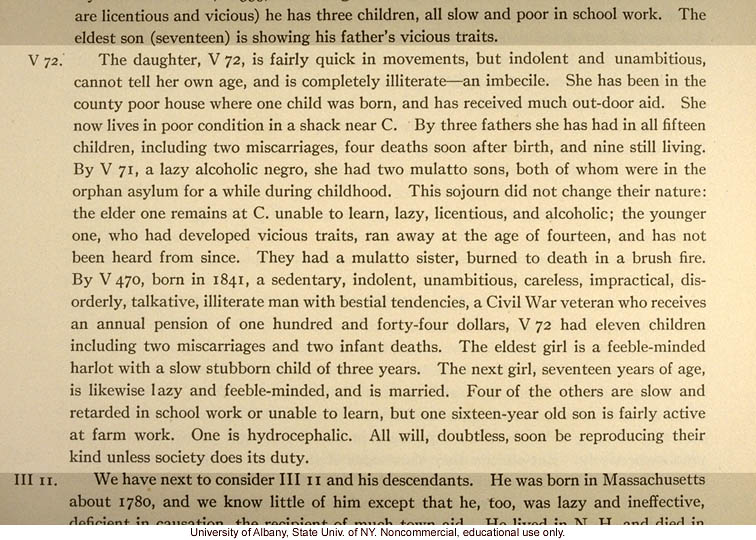 The Nam Family, by A. Estabrook and C. Davenport, pedigree of V470 (p. 18) and corresponding field portraits from back of Estabrook's copy