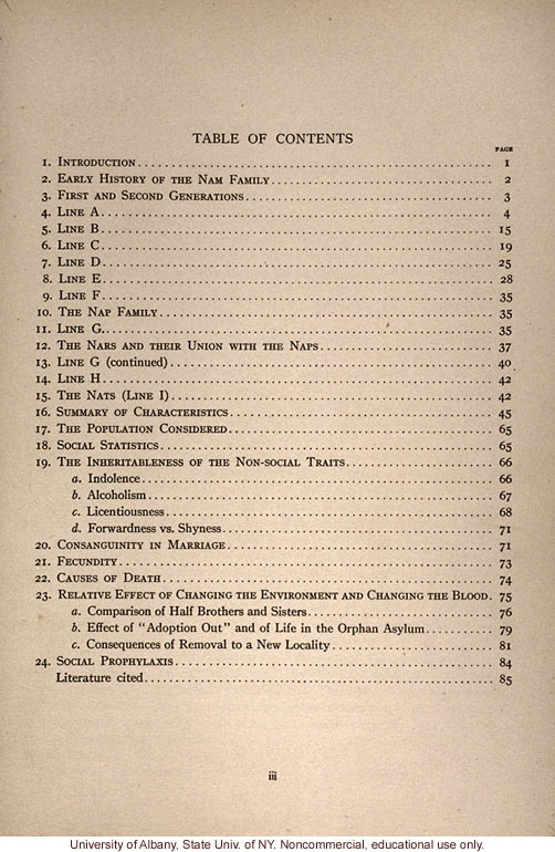 The Nam Family: A Study in Cacogenics (Eugenics Record Office Memoir No. 2), by A.H. Estabrook and C.B. Davenport, introduction and early history