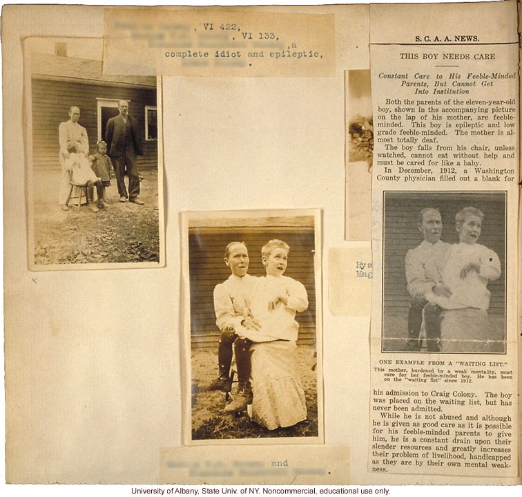 "e;This Boy Needs Care,"e; S.C.A.A. News, item about feebleminded boy in pedigree VI422-VI133, from back of Estabrook's copy of The Nam Family