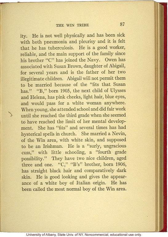 Susan Brown (pseudonym) from Arthur Estabrook's scrapbook of field photographs from Amherst County, and corresponding entry in Mongrel Virginians