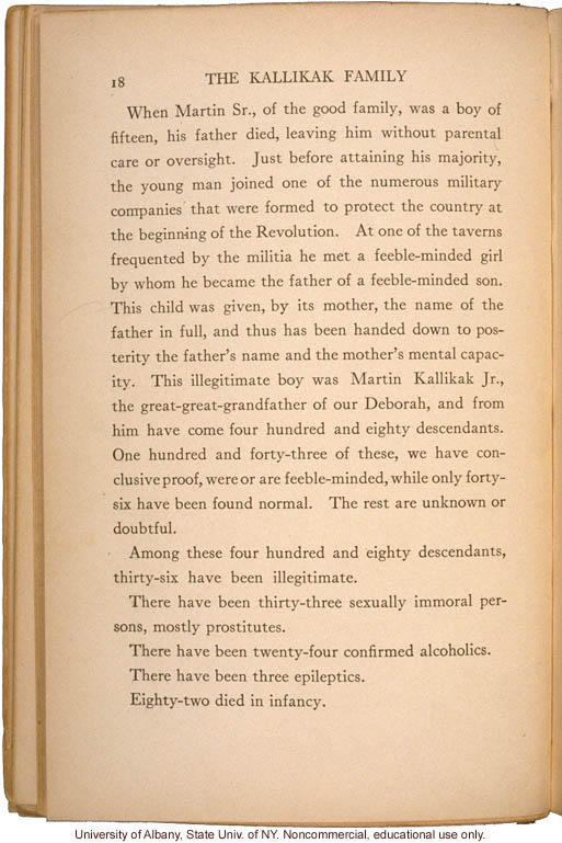 <i>The Kallikak Family: A Study in the Heredity of Feeble-Mindedness</i>, by Henry Herbert Goddard, selected pages