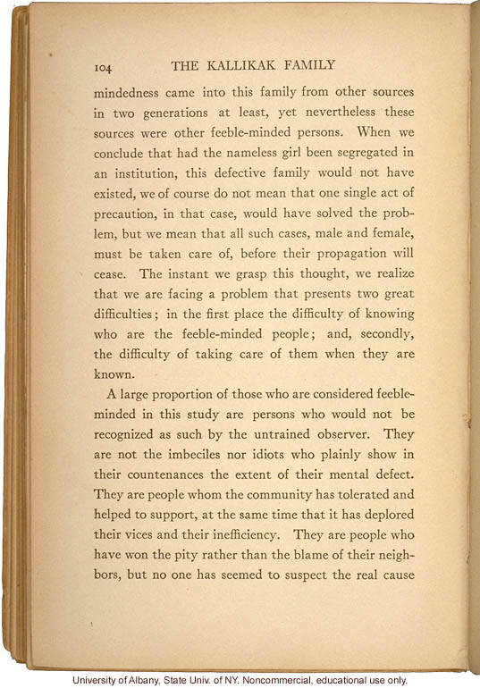 <i>The Kallikak Family: A Study in the Heredity of Feeble-Mindedness</i>, by Henry Herbert Goddard, selected pages