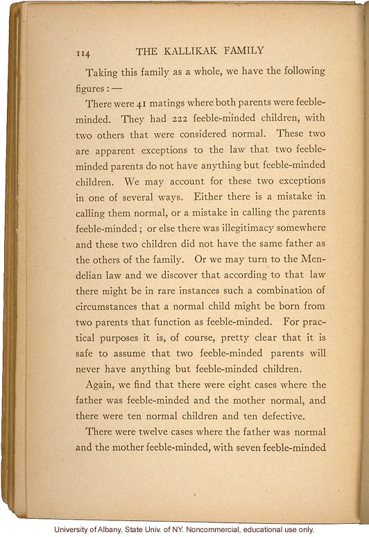 <i>The Kallikak Family: A Study in the Heredity of Feeble-Mindedness</i>, by Henry Herbert Goddard, selected pages