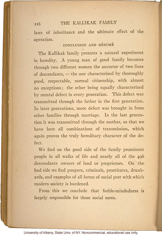 <i>The Kallikak Family: A Study in the Heredity of Feeble-Mindedness</i>, by Henry Herbert Goddard, selected pages